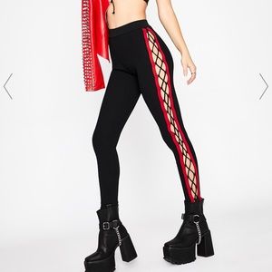 Dolls kill, black and red corset leggings
